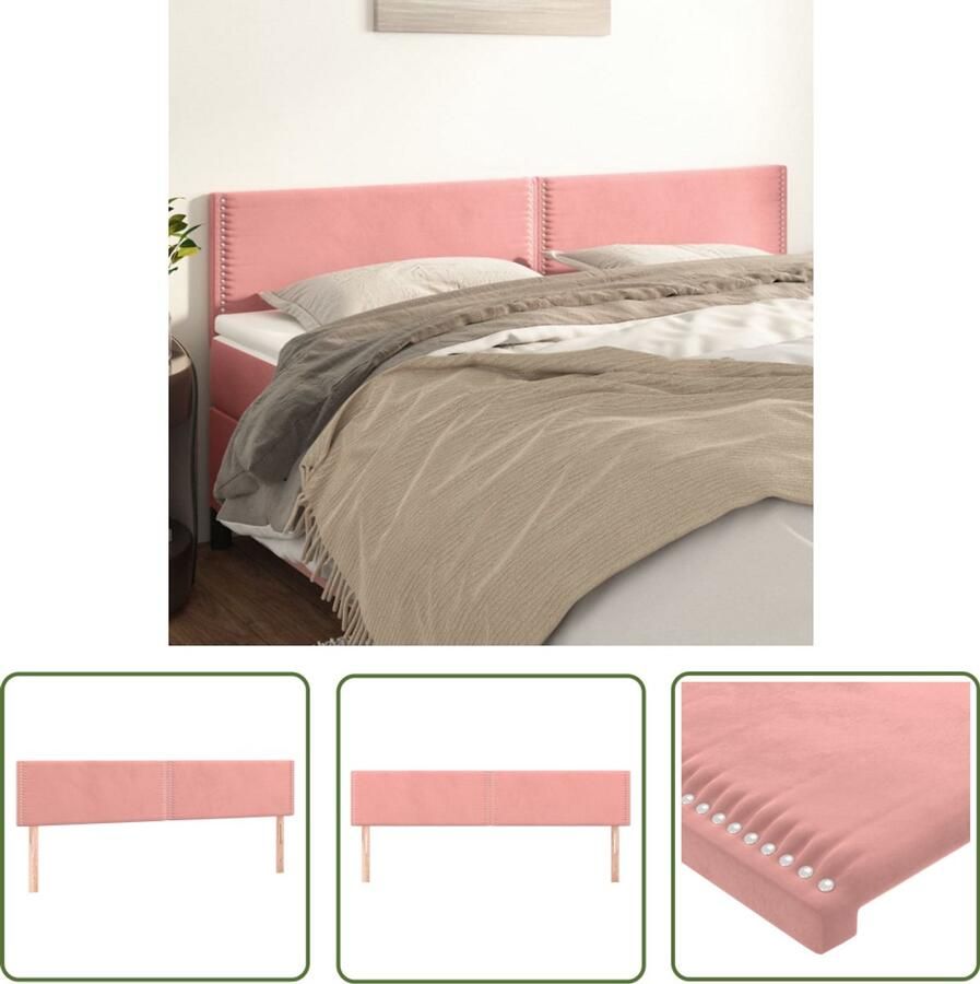The Living Store Hoofdbord Hoofdeind Fluweel Verstelbaar Roze 160 x 5 x 78 88 cm Stevige poten Hoofd Bord Hoofdeinde Velvet Roze Tweepersoonsbed
