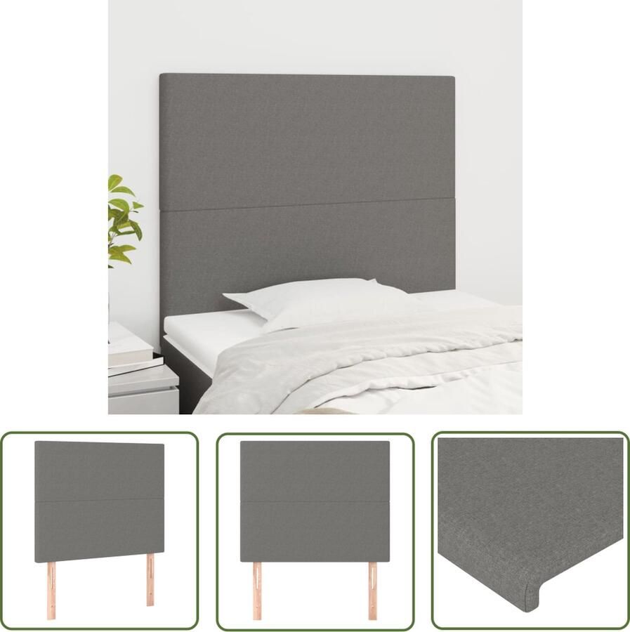 The Living Store Hoofdborden 2 st 80x5x78 88 cm stof donkergrijs Hoofd Bord Hoofdeinde Bedding Slaapkamers Donkere Kleuren