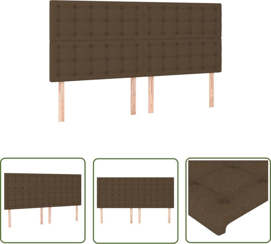 VidaXL Hoofdborden 4 st 80x5x78 88 cm stof donkerbruin Hoofd Bord Hoofdeinde Bed Ombouw Bed Accessoires Slaap Kamer Meubels