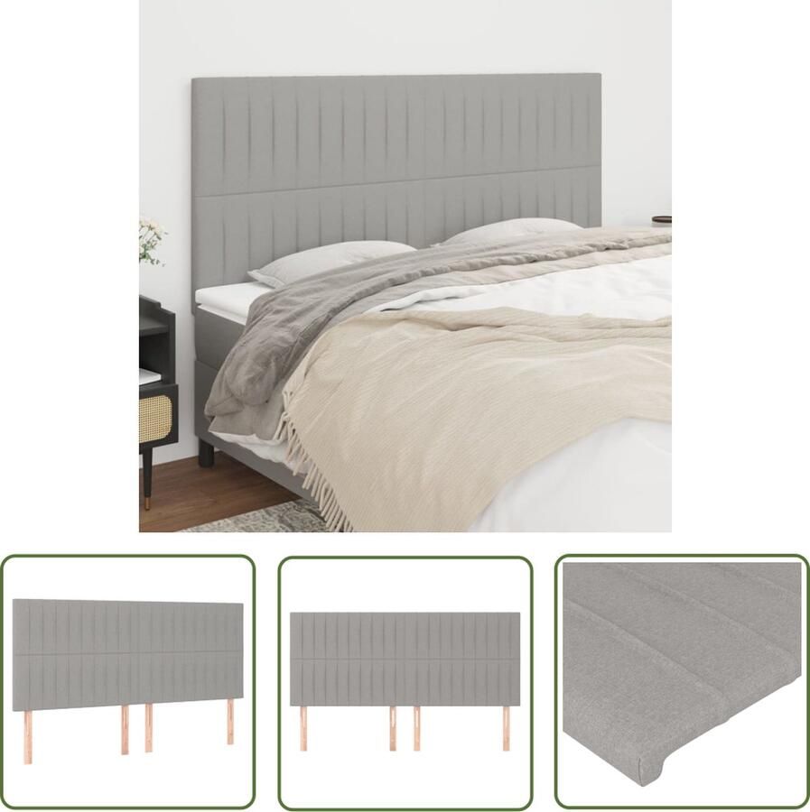 The Living Store Hoofdbord Hoofdborden 200x5cm Lichtgrijs Stof Larikshout Hoofd Bord Hoofdborden Beddecoratie Stoffen Hoofdborden Grijs Hoofdbord - Foto 1