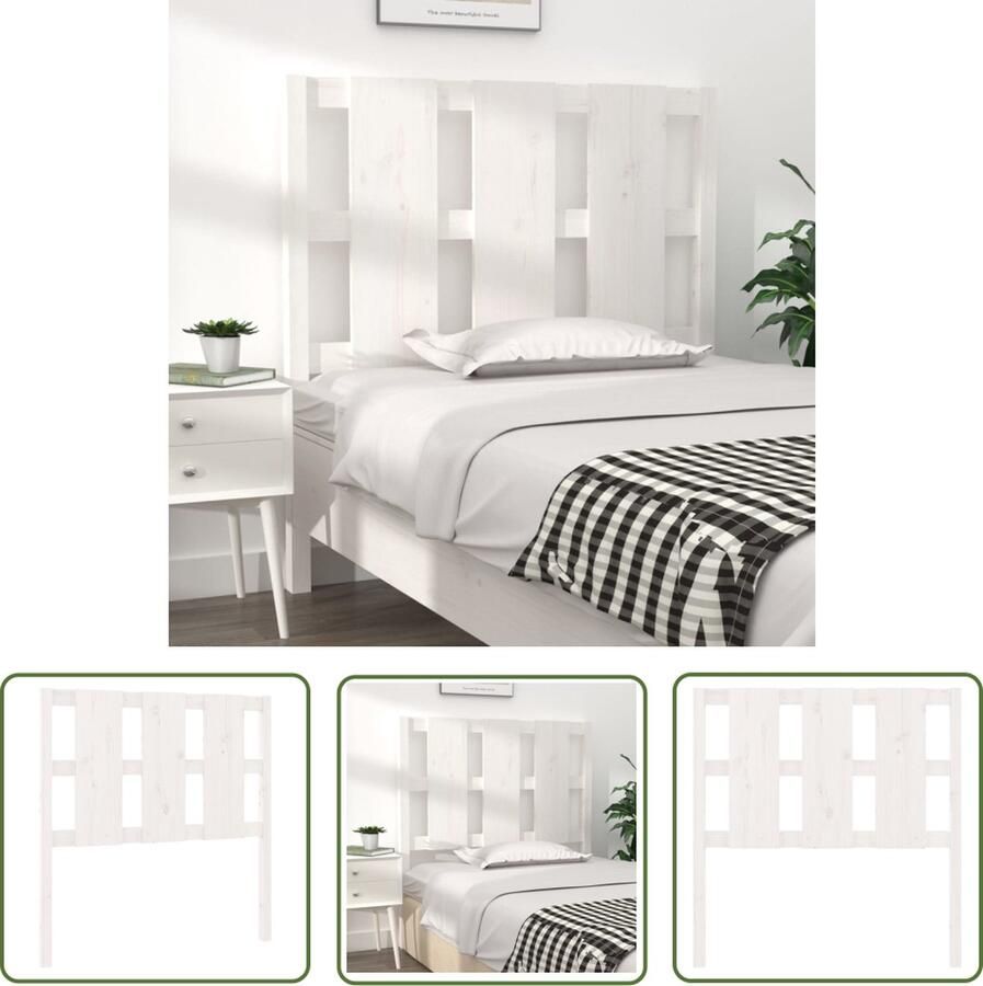 The Living Store Hoofdbord 105 5x4x100 cm massief grenenhout wit Hoofdboard Hoofdeinde Houten Hoofdbord Grenenhout Wit