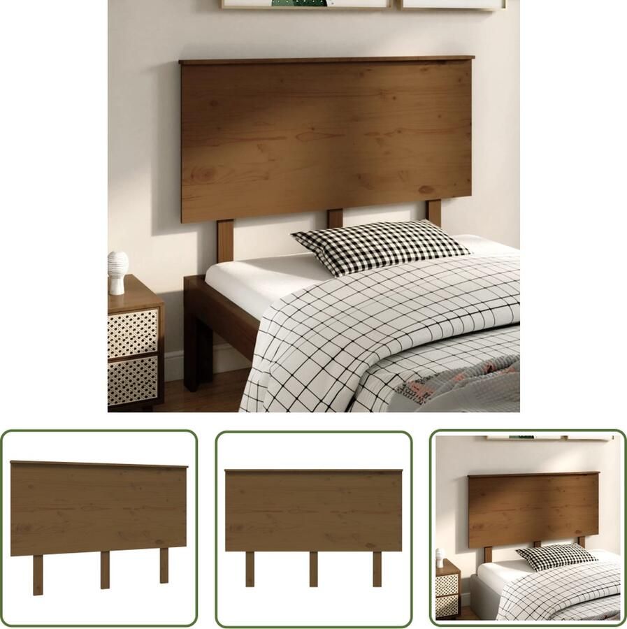 The Living Store Hoofdbord 124x6x82 5 cm massief grenenhout honingbruin Hoofdboard Hoofdeinde Houten Hoofdbord Grenenhout Bruine Hoofdbord