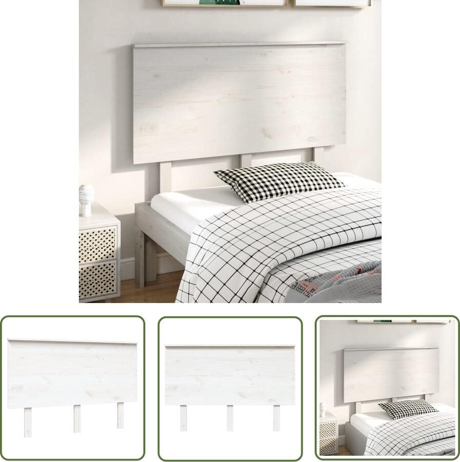 The Living Store Houten Hoofdeinde Grenenhout 124 x 6 x 82.5 cm Wit Hoofdboard Hoofdeinde Houten Hoofdbord Grenenhout Wit