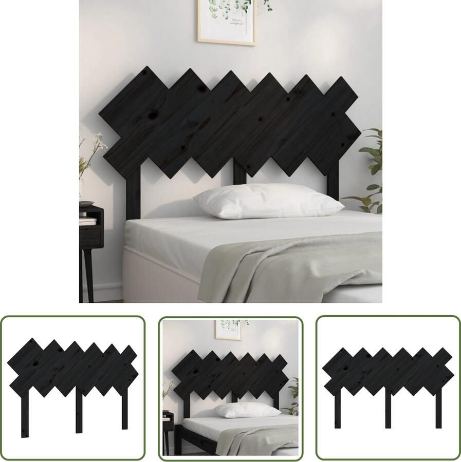 The Living Store Hoofdeinde Rustieke Charme Grenenhout 132 x 3 x 81 cm Zwart Hoofdboard Hoofdeinde Beddecoratie Houten Hoofdbord Rustic Decor