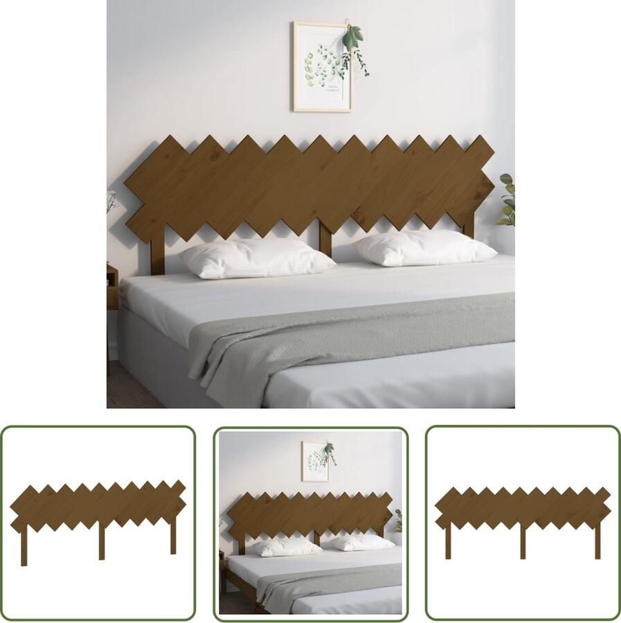 The Living Store Hoofdeinde Massief Grenenhout Honingbruin 196 x 3 x 80.5 cm Rustieke Charme Hoofdboard Hoofdeinde Houten Hoofdbord Grenenhout Bruine Hoofdbord