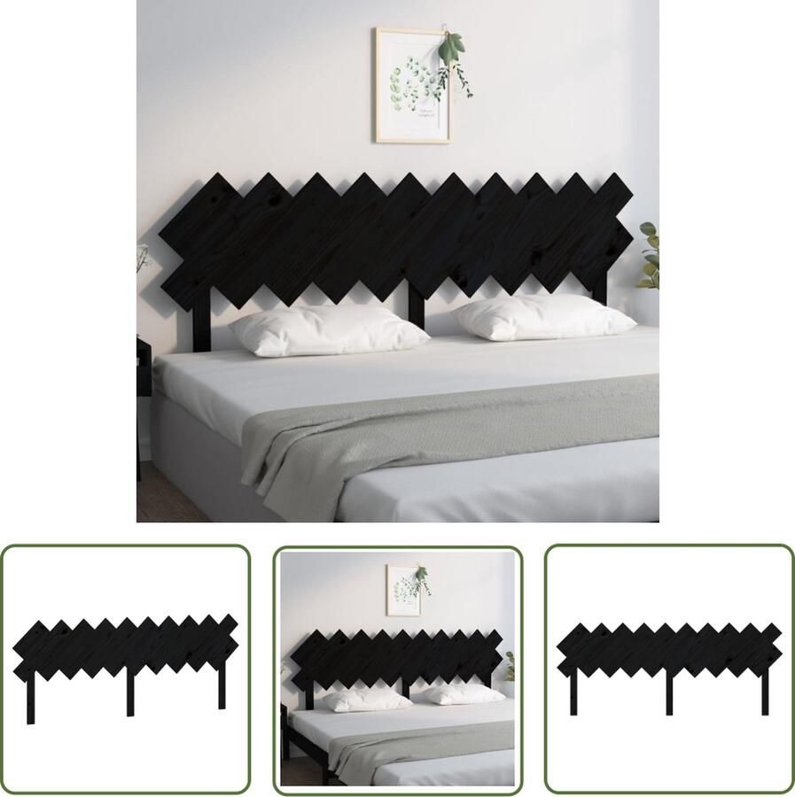 The Living Store Hoofdeinde Houten Zwart 196 x 3 x 80.5 cm Rustieke uitstraling Hoofdboard Hoofdeinde Houten Hoofdbord Grenenhout Zwart Hoofdbord