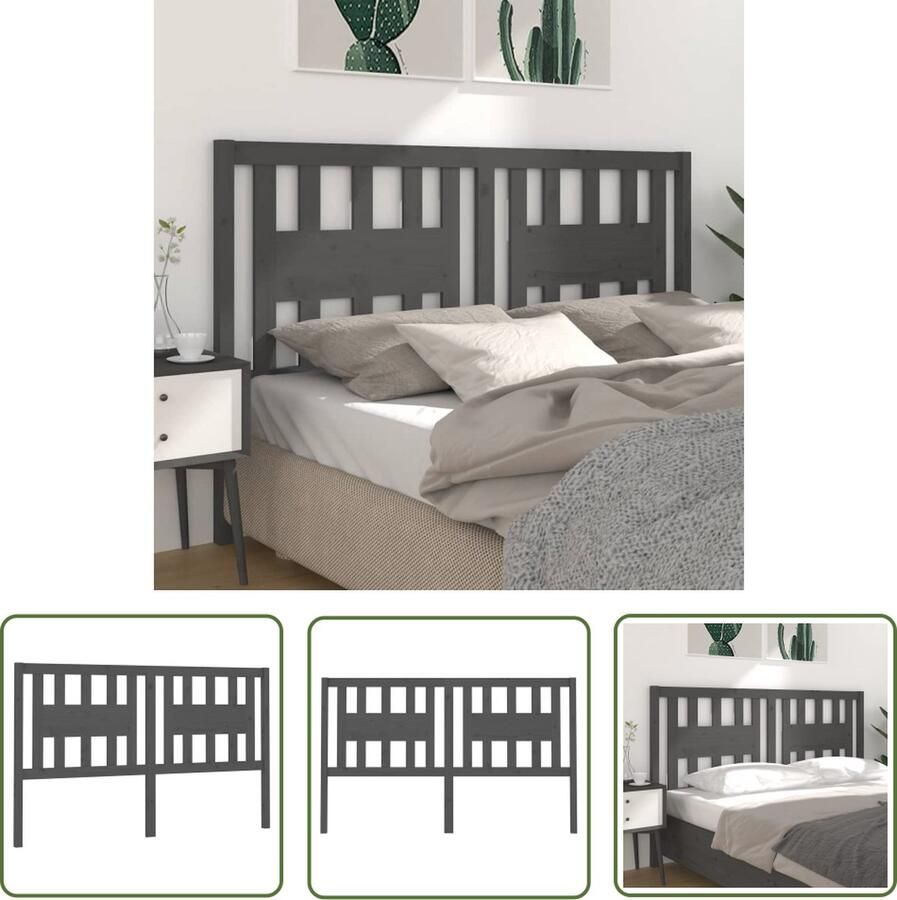 The Living Store Hoofdeinde Rustiek Massief Grenenhout 206 x 4 x 100 cm Grijs Hoofdboard Hoofdeinde Houten Hoofdbord Rustic Headboard Griezelig Hoofdbord
