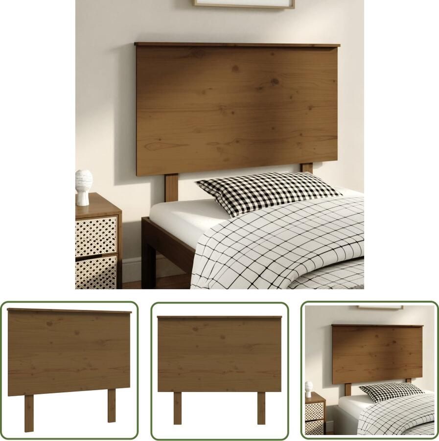 The Living Store Houten Hoofdeinde Hoofdeinden 94 x 6 x 82.5 cm Honingbruin Hoofdboard Hoofdeinde Houten Hoofdbord Grenenhoute Hoofdbord Bruine Hoofdbord