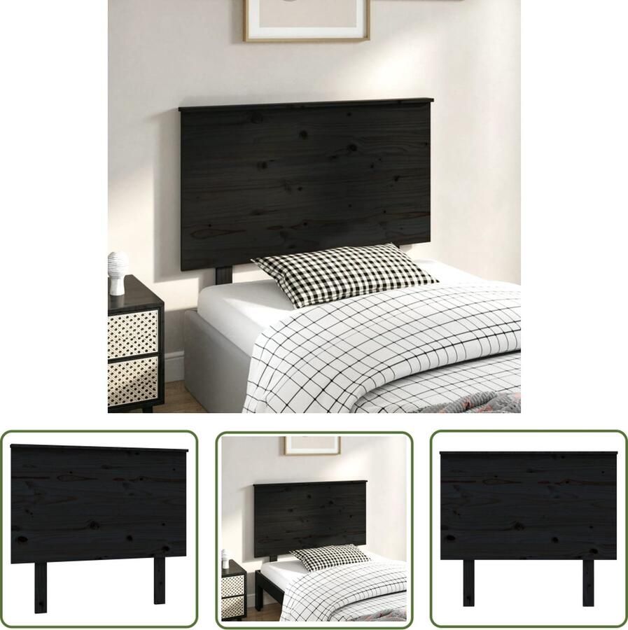 The Living Store Hoofdbord 94x6x82 5 cm massief grenenhout zwart Hoofdboard Hoofdeinde Houten Hoofdbord Rustiek Hoofdbord Zwart Hoofdbord