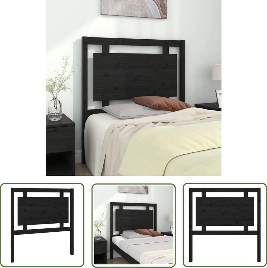 The Living Store Hoofdbord 95 5x4x100 cm massief grenenhout zwart Hoofdboard Hoofdeinde Houten Hoofdbord Grenenhoute Hoofdbord Zwart Hoofdbord
