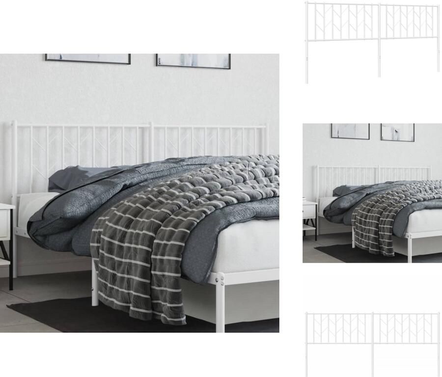 VidaXL Hoofdeinde Hoofdeinden Hoofdeinde Bedhoofdeinde Hoofdbord 180 cm metaal wit - Foto 2