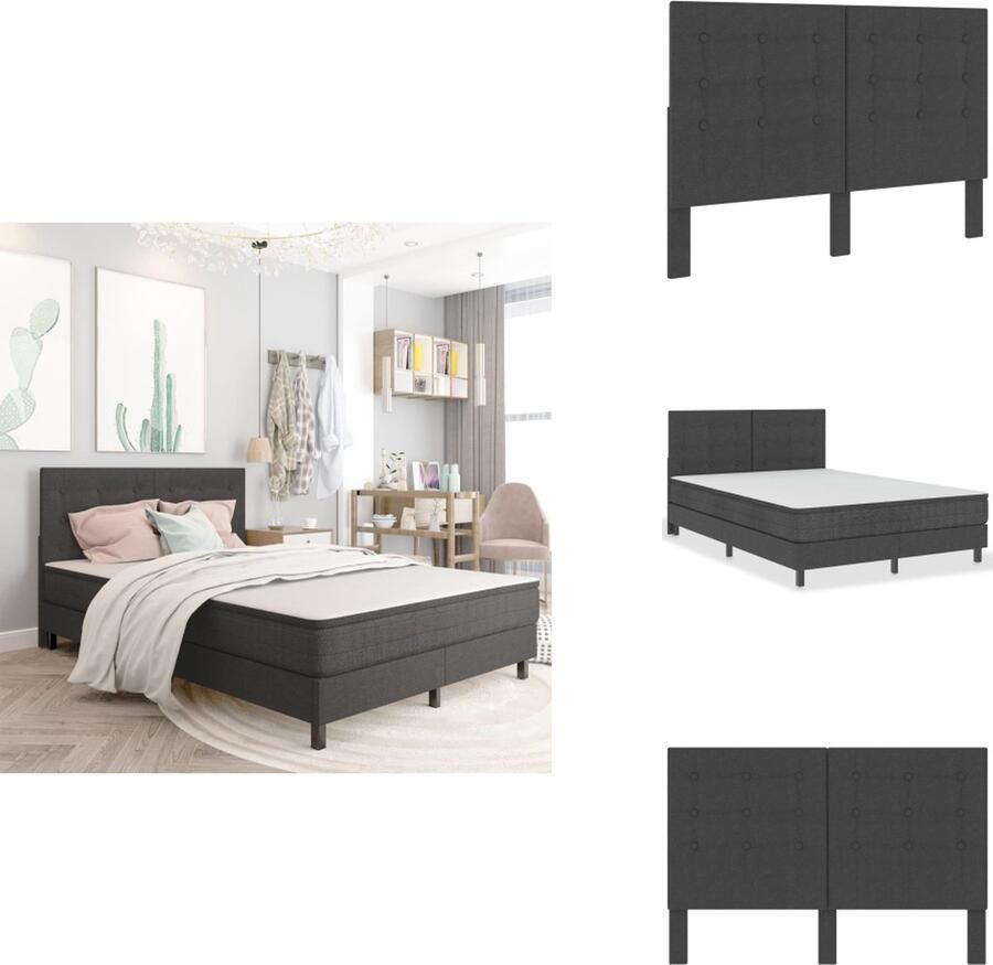 VidaXL Hoofdeinde Hoofdeindes Hoofdeinden Hoofdbord 140x200 cm getuft stof donkergrijs