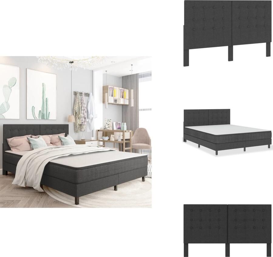 VidaXL Hoofdbord Stof Donkergrijs 181 x 116 x 3.8 cm Voor Bedframe 180 x 200 cm Bedonderdeel