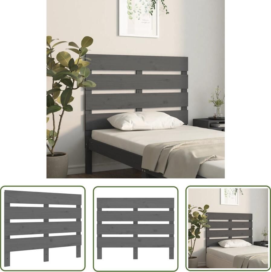 The Living Store Houten Hoofdeinde Grijs 100 x 3 x 80 cm Gelat Ontwerp Houten Hoofdbord Hoofdeinde Beddecoratie Slaapkamer Decoratie Grieze Hoofdbord