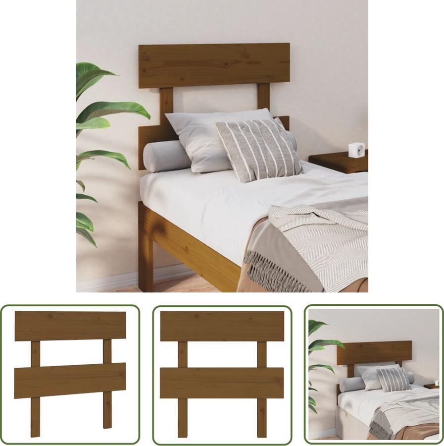 The Living Store Houten Hoofdeinde Honingbruin 103.5 x 3 x 81 cm Trendy Design Houten Hoofdbord Hoofdeinde Hoofd Bord Beddecoratie Kamer Decoreren