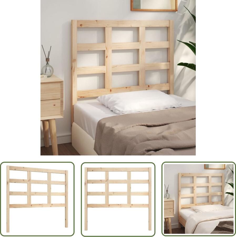 The Living Store Houten Hoofdeinde Grenenhout 105.5 x 4 x 100 cm Rustiek Houten Hoofdbord Hoofdeinde Grenenhout Rustic Vintage