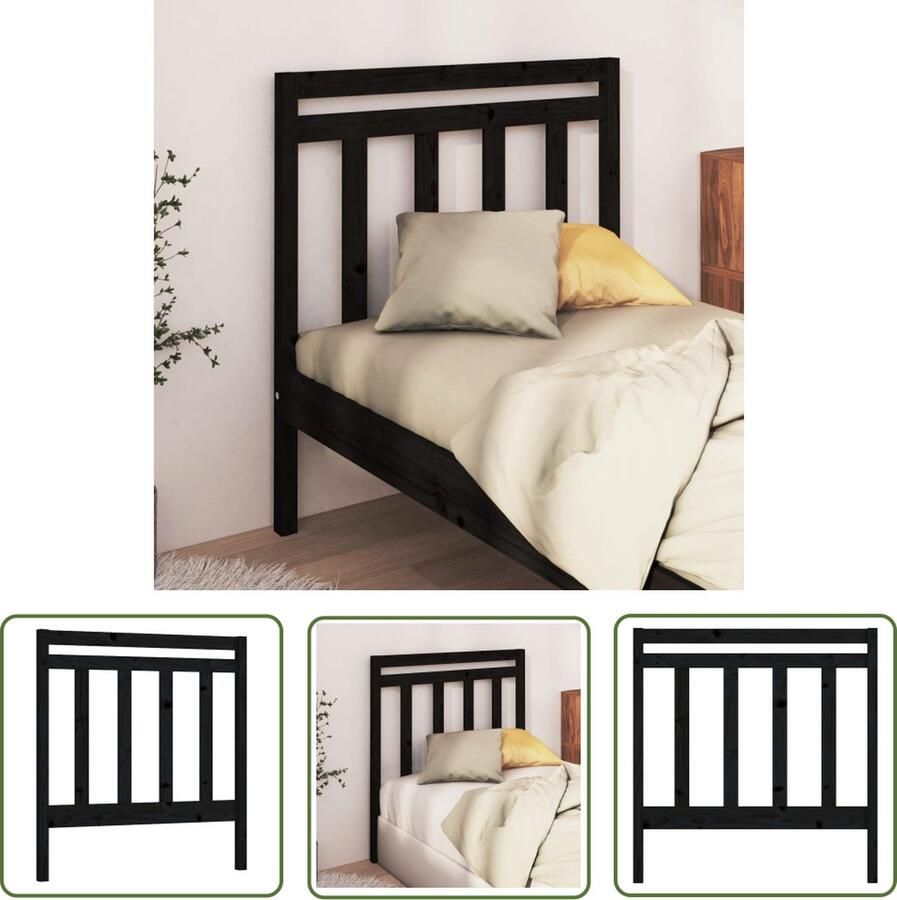 The Living Store Houten Hoofdeinde Klassiek 106 x 4 x 100 cm Zwart Houten Hoofdbord Hoofdeinde Klassieke Hoofdbord Zwarte Hoofdbord Grenenhout Hoofdbord