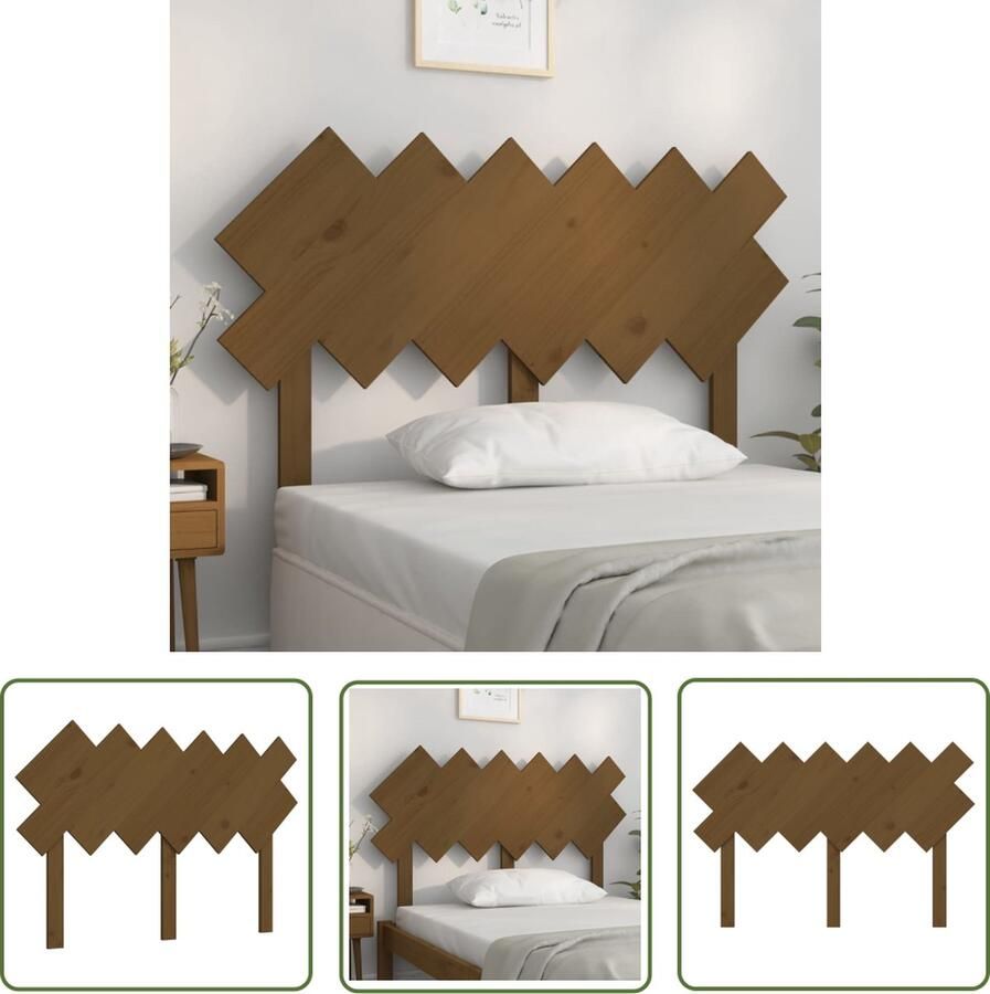 The Living Store Houten Hoofdeinde Massief Grenenhout 122.5 x 3 x 80.5 cm Honingbruin Houten Hoofdbord Hoofdeinde Massief Hout Grenenhout Bruine Kleuren