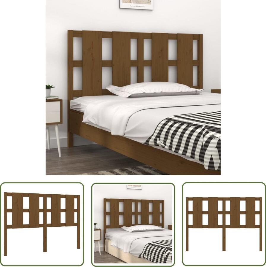 The Living Store Houten hoofdeinde Rustieke Charme 125.5 x 4 x 100 cm Honingbruin Massief Grenenhout Houten Hoofdbord Hoofdeinde Rustic Decor Vintage Meubels Bedroom Furniture