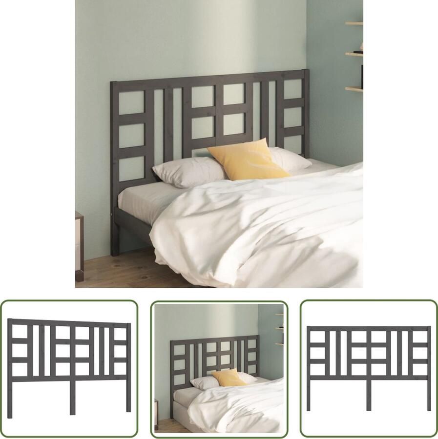 The Living Store Houten Hoofdeinde Grijs 146 x 4 x 100 cm Klassieke Uitstraling Houten Hoofdbord Hoofdeinde Klassieke Uitstraling Grieze Hoofdbord Massief Grenenhout