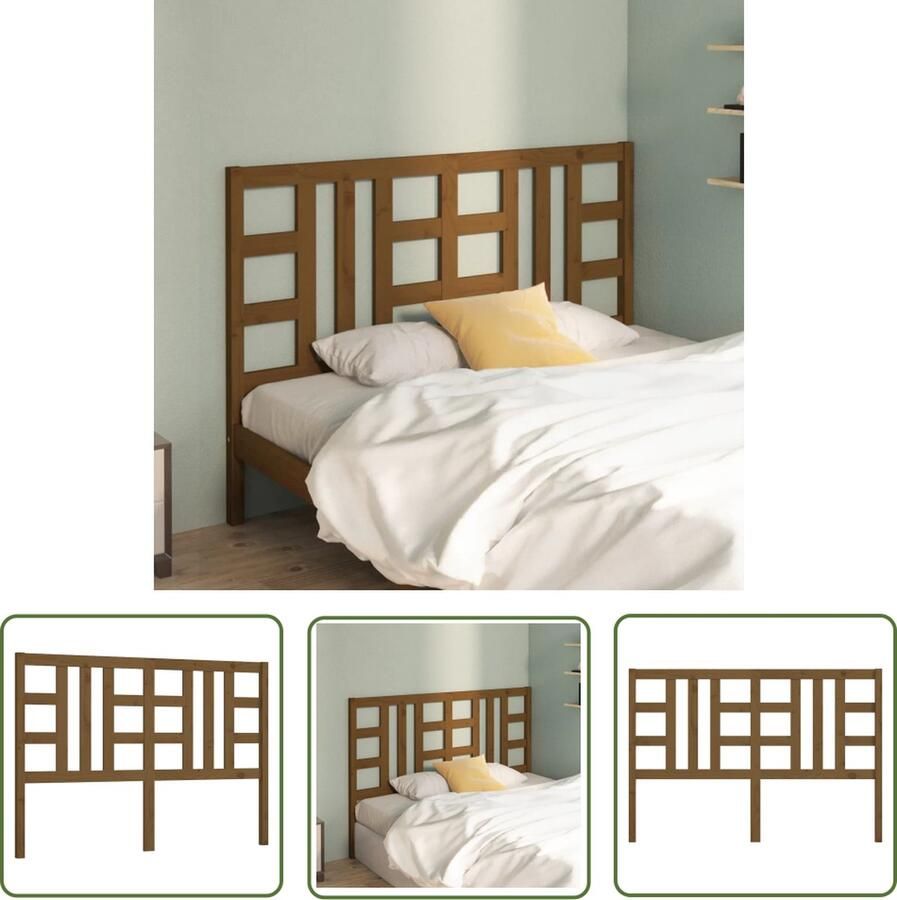 The Living Store Houten Hoofdeinde Klassieke Uitstraling Honingbruin 126 x 4 x 100 cm Houten Hoofdbord Hoofdeinde Klassieke Uitstraling Honingbruin Grenenhout