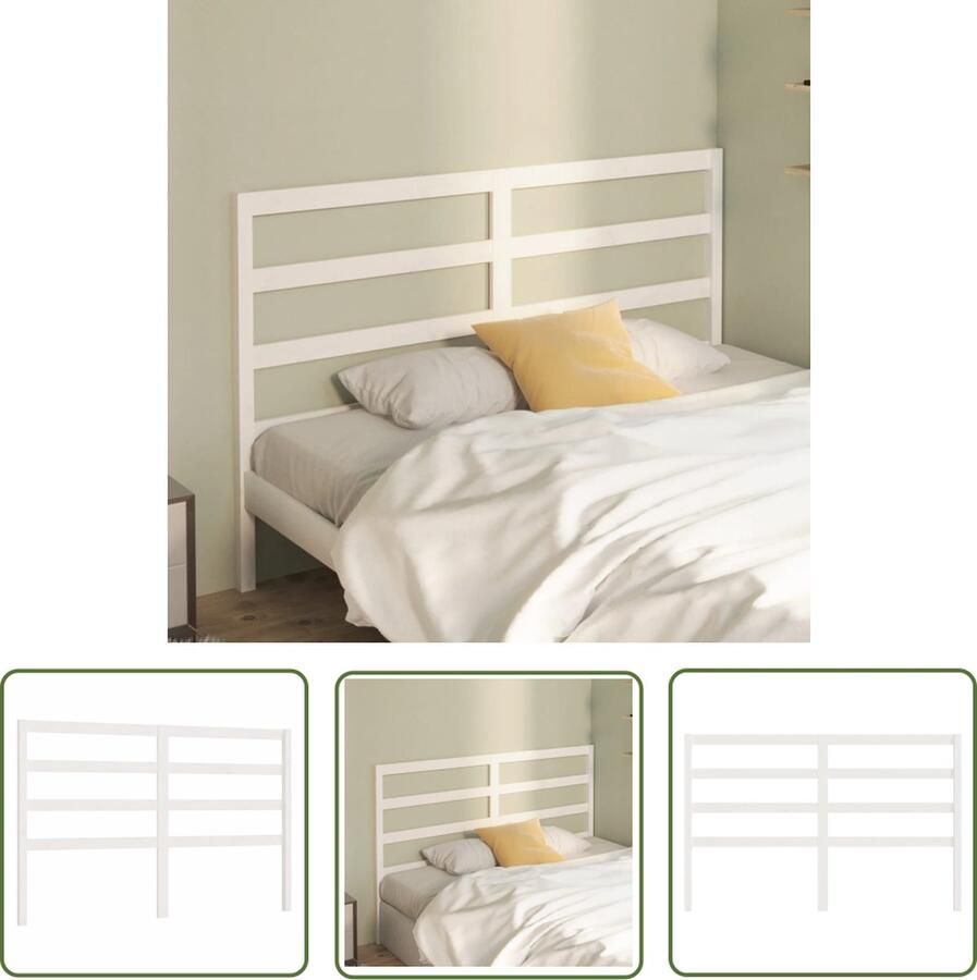 The Living Store Houten Hoofdeinde Wit 126 x 4 x 100 cm Klassieke Uitstraling Houten Hoofdbord Hoofdeinde Klassieke Uitstraling Wit Hoofdbord Grenenhout Hoofdbord