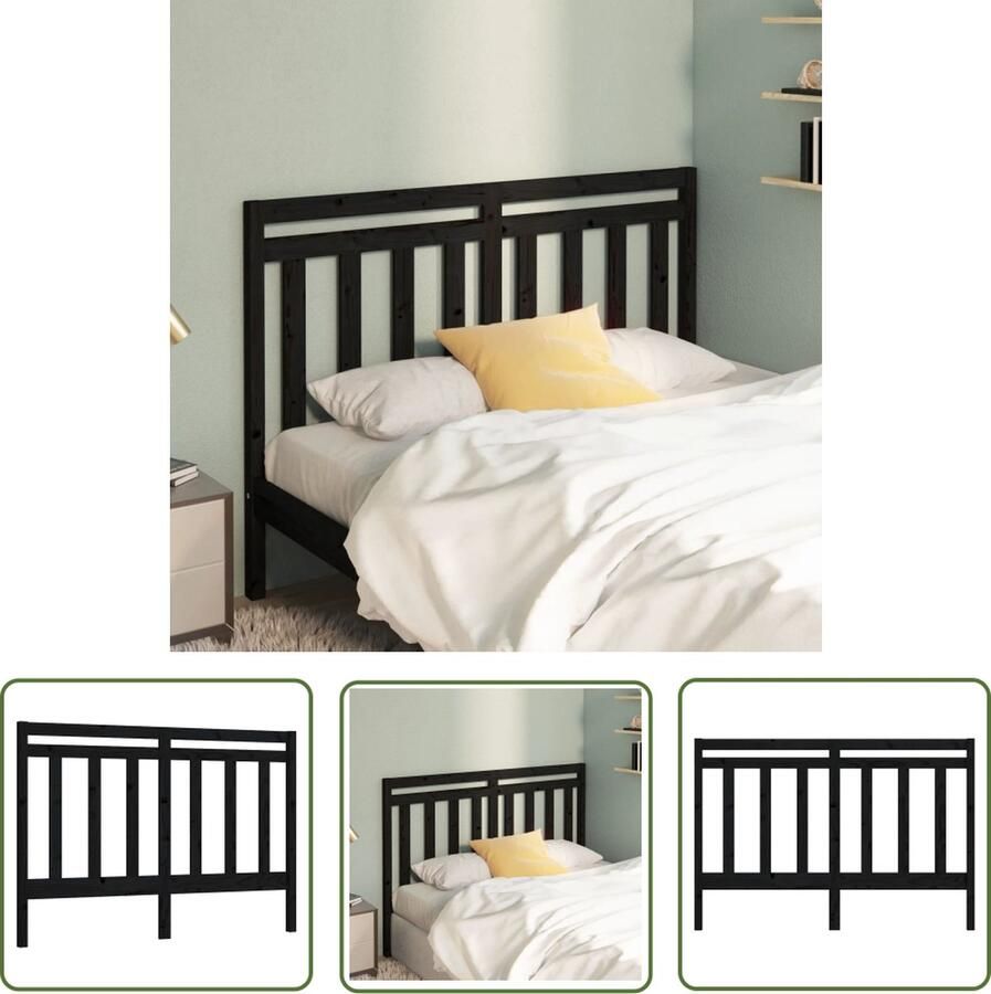 The Living Store Houten Hoofdeinde 126 x 4 x 100 cm Klassiek Ontwerp Houten Hoofdbord Hoofdeinde Hoofdbord Zwart Massief Hout Vintage Hoofdbord