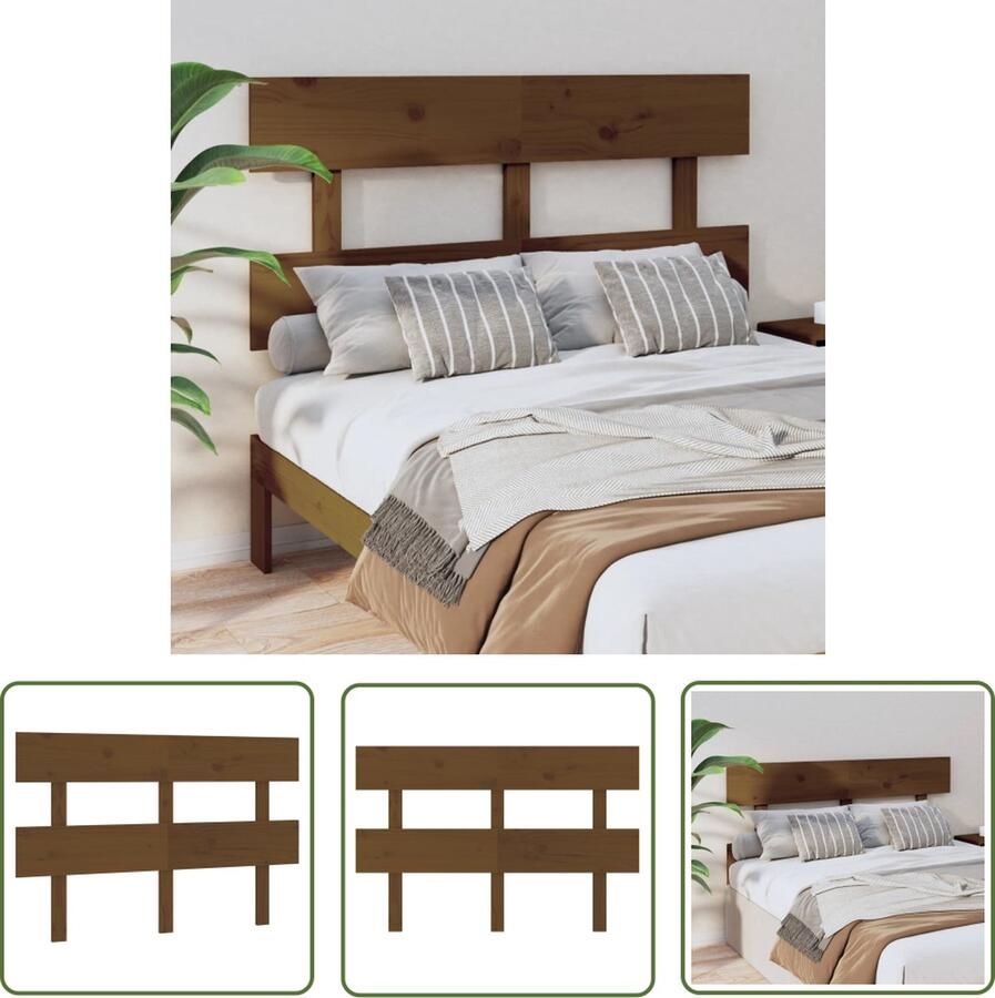 The Living Store Hoofdbord 138x3x81 cm massief grenenhout honingbruin Houten Hoofdbord Hoofdeinde Beddecoratie Kamer Decoreren Slaapkamervloerisolator