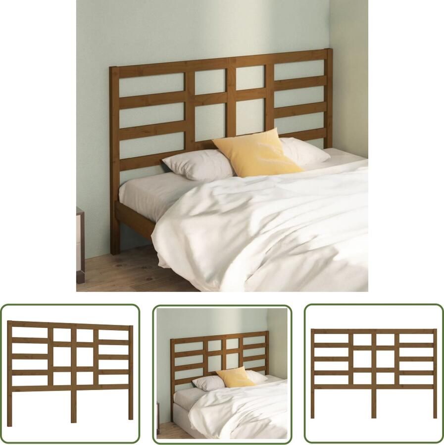 The Living Store Houten Hoofdeinde Grenenhout 141 x 4 x 104 cm Honingbruin Houten Hoofdbord Hoofdeinde Grenenhout Honingbruin Beddecoratie