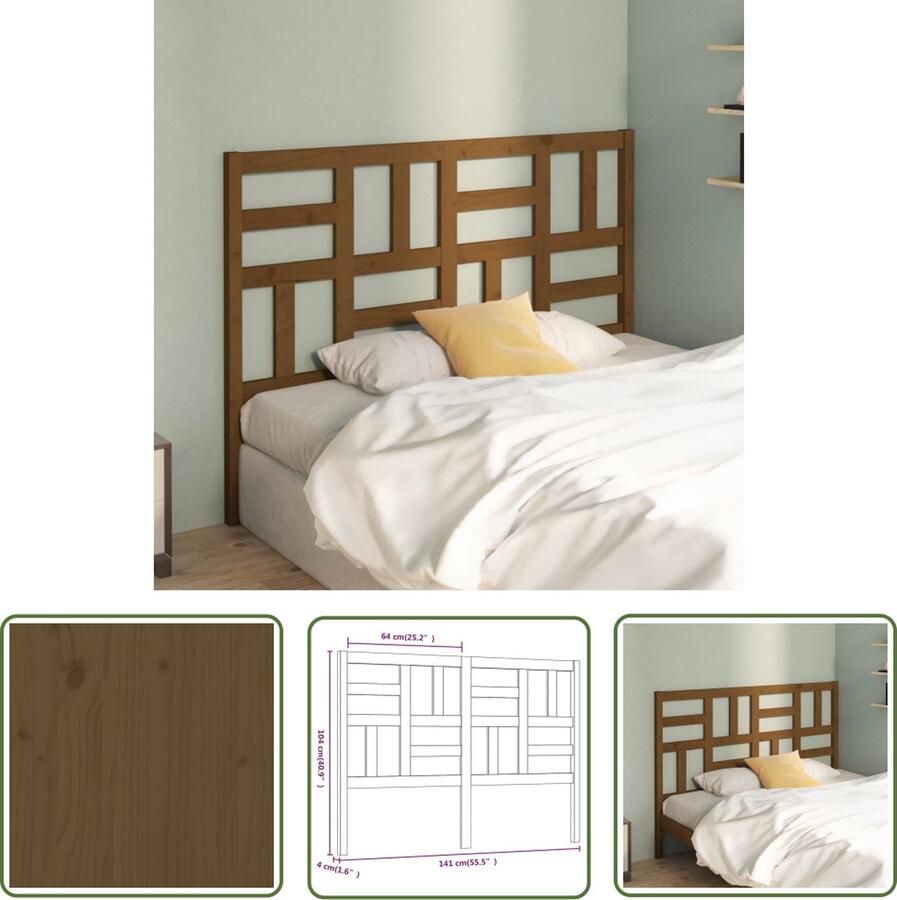 The Living Store Houten Hoofdeinde Houten Hoofdbord 141 x 4 x 104 cm Honingbruin Houten Hoofdbord Hoofdeinde Hoofdboard Beddecoratie Slaapkamervloer