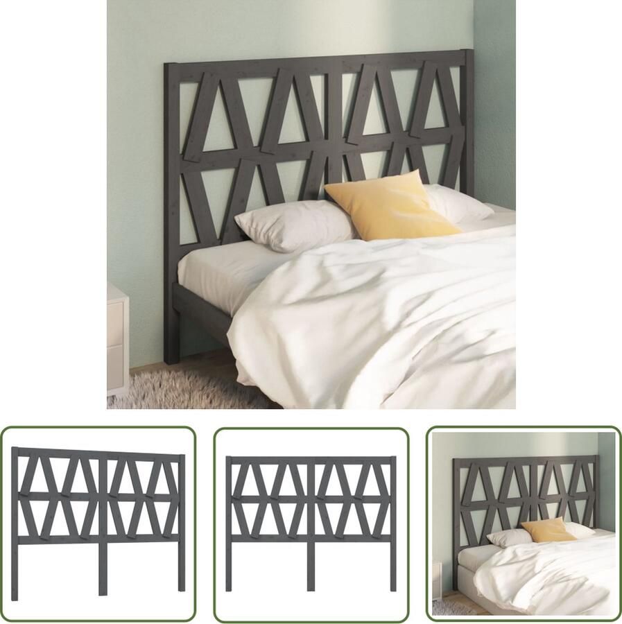 The Living Store Houten Hoofdeinde Grijs 146 x 4 x 100 cm Massief Grenenhout Houten Hoofdbord Hoofdeinde Hoofdboard Grieze Hoofdbord Massief Grenenhout