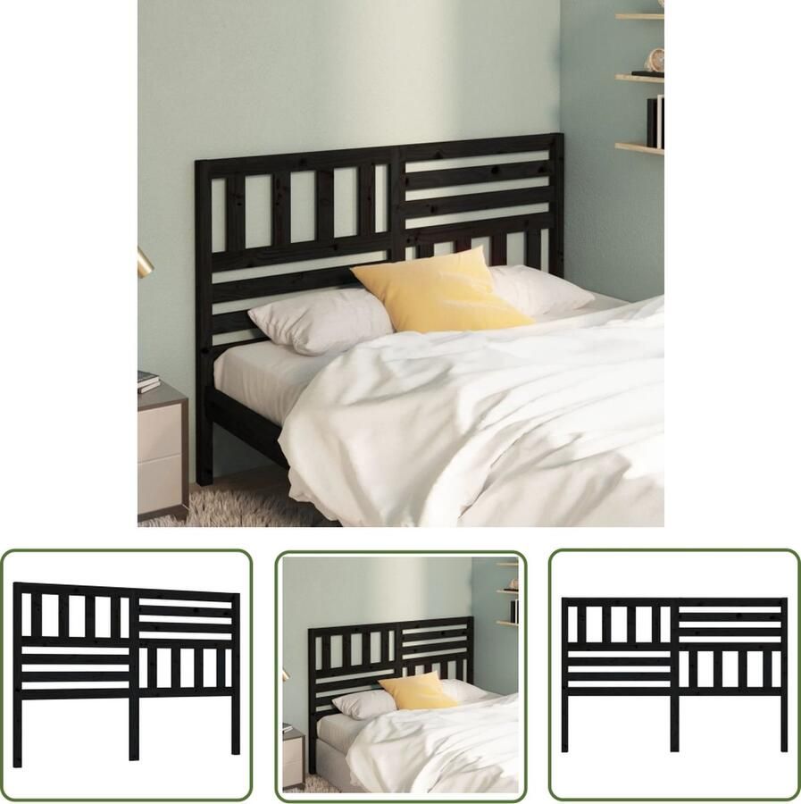 The Living Store Houten Hoofdeinde Zwarte Massief Grenenhout 146 x 4 x 100 cm Klassieke Uitstraling Houten Hoofdbord Hoofdeinde Beddecoratie Slaapkamer Decoratie Modern Hoofdbord