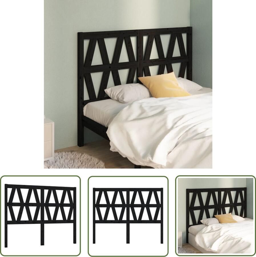 The Living Store Houten Hoofdeinde Zwart Massief Grenenhout 146 x 4 x 100 cm Ontvallend Gelat Ontwerp Houten Hoofdbord Hoofdeinde Massief Grenenhout Zwart Hoofdbord Bedroom Furniture