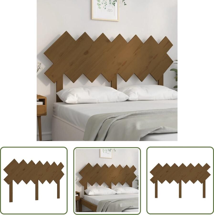 The Living Store Houten Hoofdeinde Massief Grenenhout 151.5 x 3 x 81 cm Rustiek design Houten Hoofdbord Hoofdeinde Grenenhout Rustic Bruine Meubels