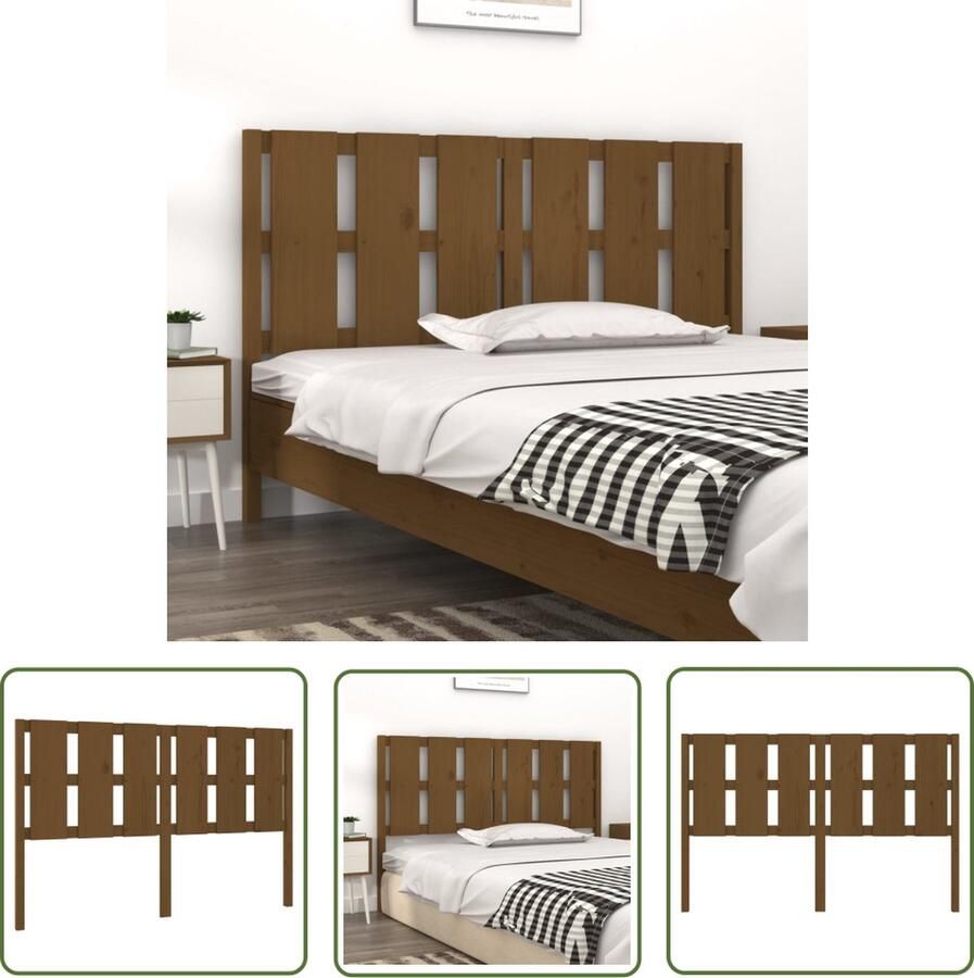 The Living Store Hoofdbord 155 5x4x100 cm massief grenenhout honingbruin Houten Hoofdbord Hoofdeinde Hoofdboard Bedroom Decor Rustic Furniture