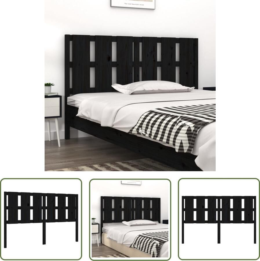 The Living Store Hoofdbord 155 5x4x100 cm massief grenenhout zwart Houten Hoofdbord Hoofdeinde Hoofdboard Zwarte Hoofdbord Rustic Interieur