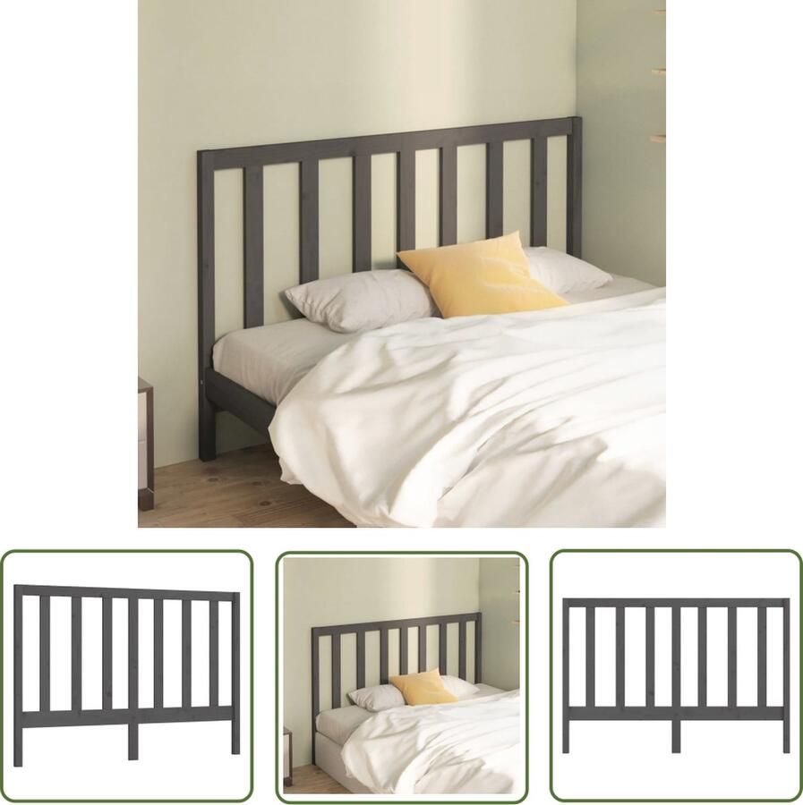 The Living Store Houten Hoofdeinde Grijs 156 x 4 x 100 cm Klassieke Uitstraling Houten Hoofdbord Hoofdeinde Klassieke Uitstraling Griezelig Massief Hout