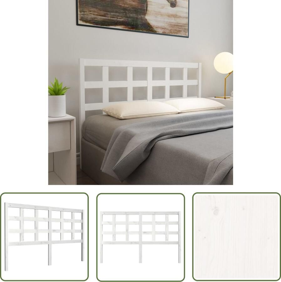 The Living Store Houten Hoofdeinde Wit 156 x 4 x 100 cm Massief Grenenhout Houten Hoofdbord Hoofdeinde Beddecoratie Bedroom Decor Massief Hout