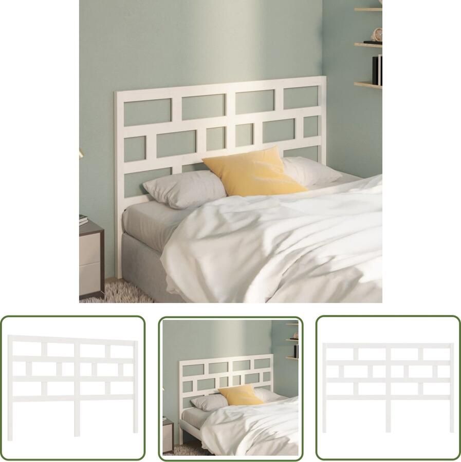 The Living Store Houten Hoofdeinde Klassiek 156 x 4 x 100 cm Wit Massief Grenenhout Houten Hoofdbord Hoofdeinde Beddecoratie Klassieke Meubels Grenenhout