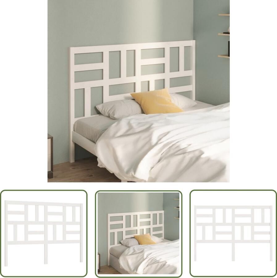 The Living Store Houten Hoofdeinde Wit 156 x 4 x 104 cm Klassieke uitstraling Houten Hoofdbord Hoofdeinde Beddecoratie Klassieke Uitstraling Grenenhout
