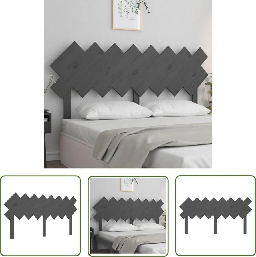 The Living Store Houten Hoofdeinde Hoofdeindes 159.5 x 3 x 80.5 cm Grijs Houten Hoofdbord Hoofdeinde Grieze Hoofdbord Massief Grenenhout Landelijk Interieur