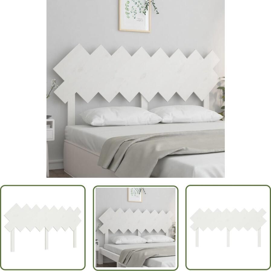 The Living Store Houten Hoofdeinde Grenenhout 159.5 x 3 x 80.5 cm Wit Houten Hoofdbord Hoofdeinde Beddecoratie Slaapkamer Decoratie Rustic Interieur