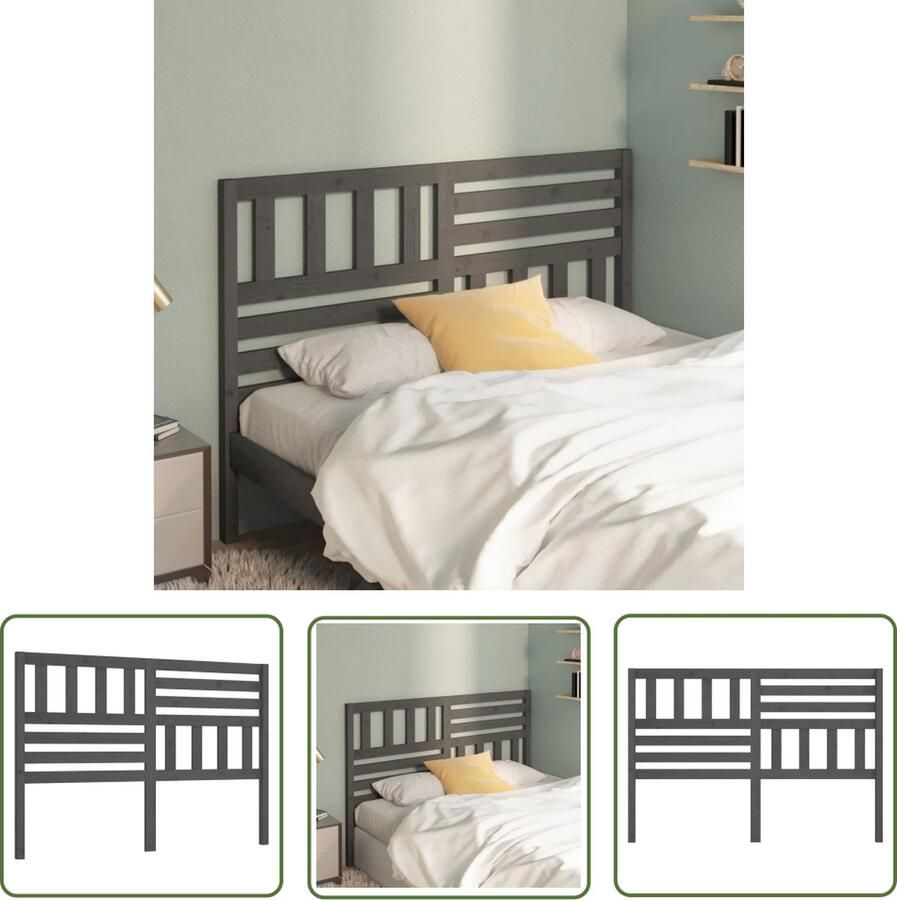 The Living Store Houten Hoofdeinde Grijs 166 x 4 x 100 cm Klassieke uitstraling Houten Hoofdbord Hoofdeinde Grieze Hoofdbord Massief Grenenhout Bedroom Decor