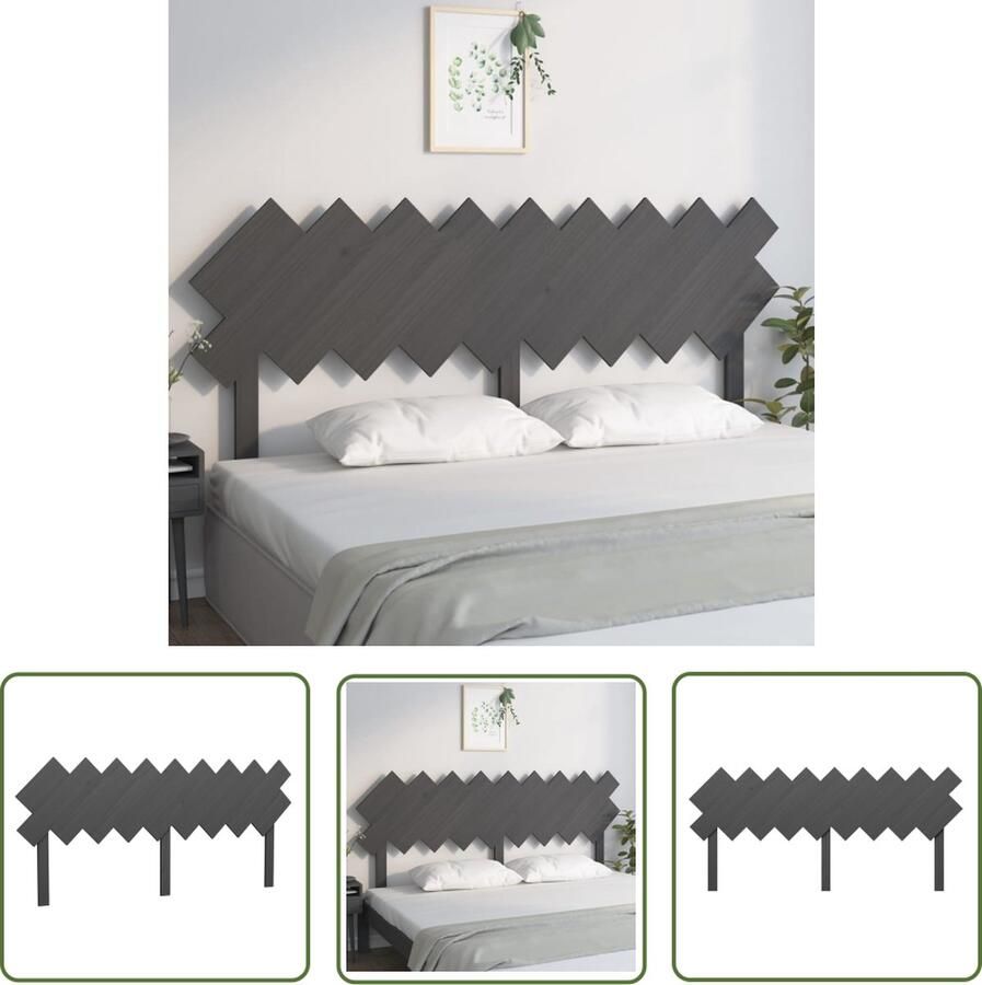 The Living Store Hoofdbord 178x3x80 5 cm massief grenenhout grijs Houten Hoofdbord Hoofdeinde Hoofdboard Grieze Hoofdbord Massief Hout