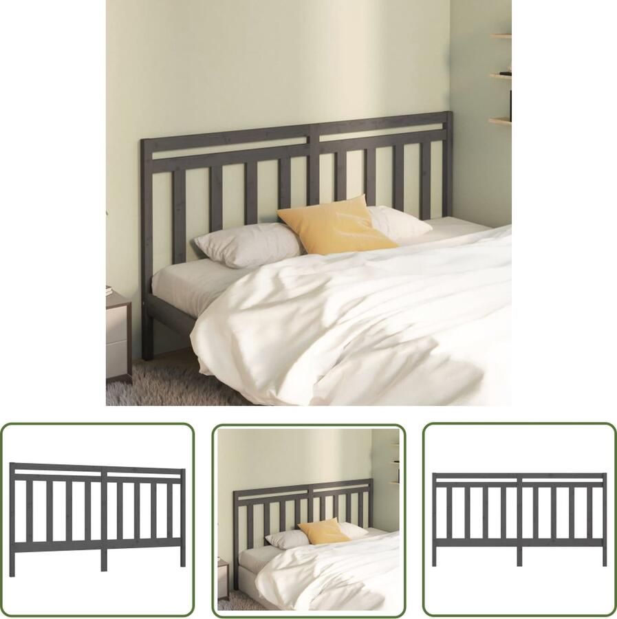 The Living Store Houten Hoofdeinde Grijs 186 x 4 x 100 cm Klassieke Uitstraling Houten Hoofdbord Hoofdeinde Hoofd Bord Klassieke Uitstraling Griezen Hoofdbord