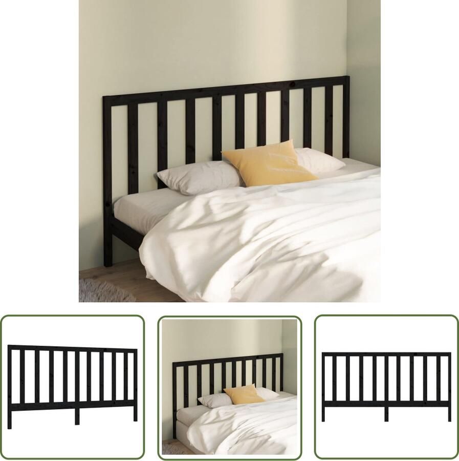 The Living Store Houten Hoofdeinde Zwart 186 x 4 x 100 cm Klassieke Uitstraling Houten Hoofdbord Hoofdeinde Hoofd Bord Beddecoratie Slaapkamers