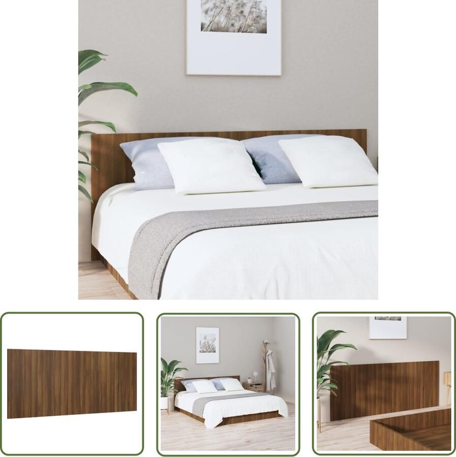 The Living Store Houten Hoofdeinde Trendy Hoofdbord voor Bedden zonder Hoofdeinde 200 x 1.5 x 80 cm Bruineiken Houten Hoofdbord Hoofdeinde Beddecoratie Bedroom Decor Bruine Eiken Meubels