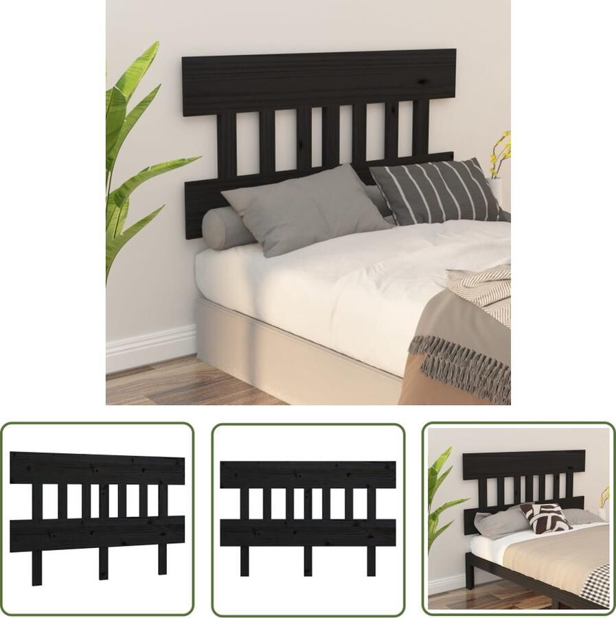 The Living Store Houten Hoofdeinde Hoofdeinden 153.5 x 3 x 81 cm Rustiek design Houten Hoofdbord Hoofdeinde Rustic Decor Zwarte Hoofdbord Massief Hout