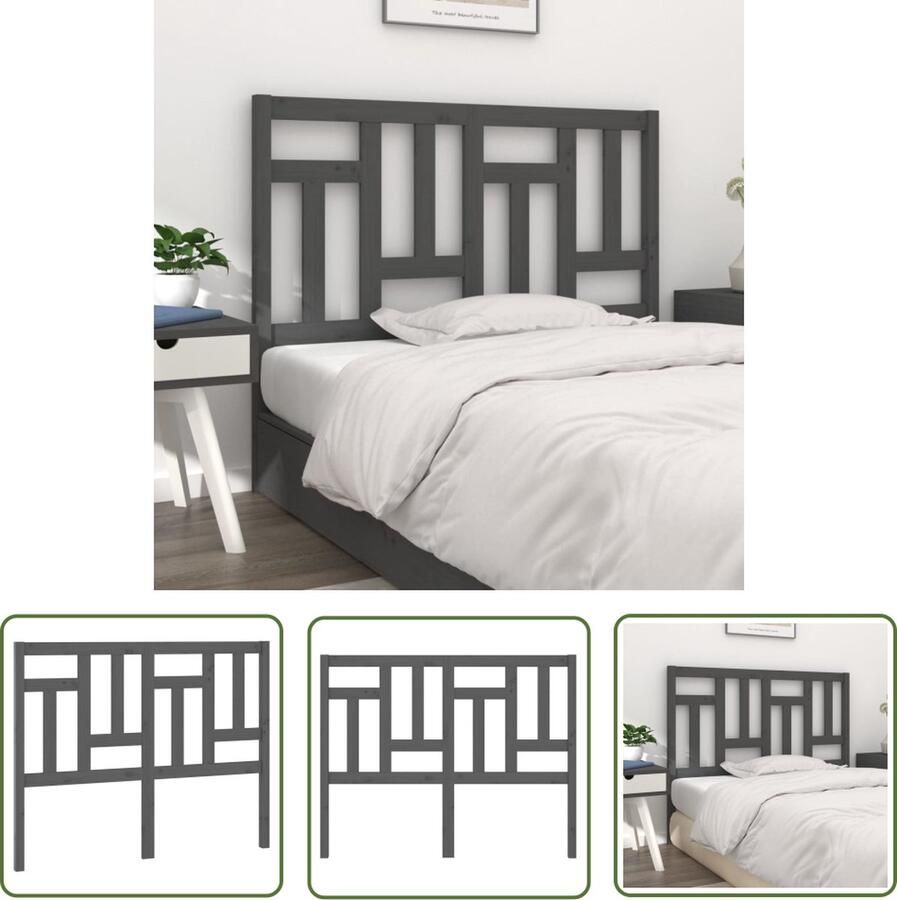 The Living Store Houten Hoofdeinde Grijs 205.5 x 4 x 100 cm Trendy Design Houten Hoofdbord Hoofdeinde Beddecoratie Slaapkamer Decoratie Grieze Meubels