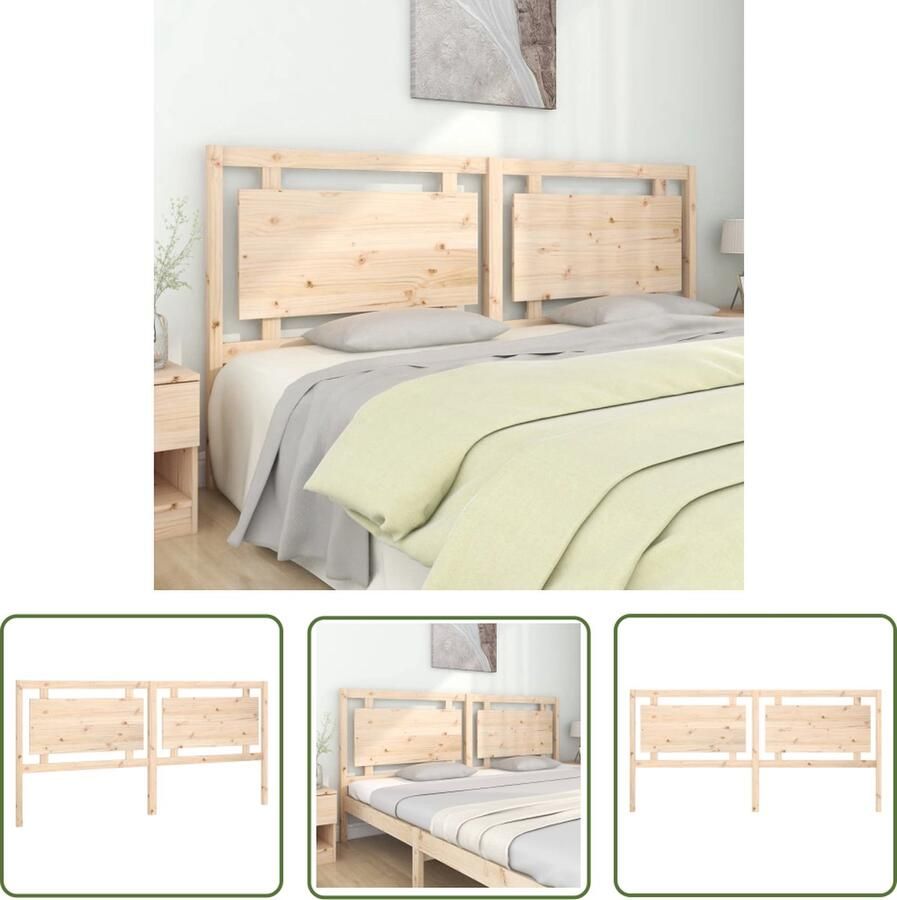 The Living Store Houten Hoofdeinde Grenenhout 205.5 x 4 x 100 cm Rustieke uitstraling Hoofdboard Houten Hoofdeinde Grenenhout Hoofdbord Rustic Headboard Vintage Hoofdbord - Foto 2